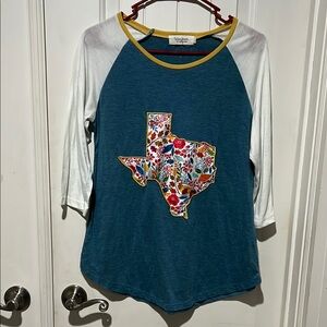 Wander Green and Blue Raglan Graphic Tee